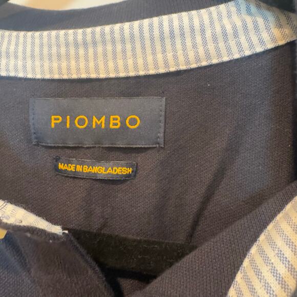 Piombo Men's Pure Cotton Long Sleeve Pullover Polo Sweatshirt Black Size XXL NWT - Picture 6 of 9